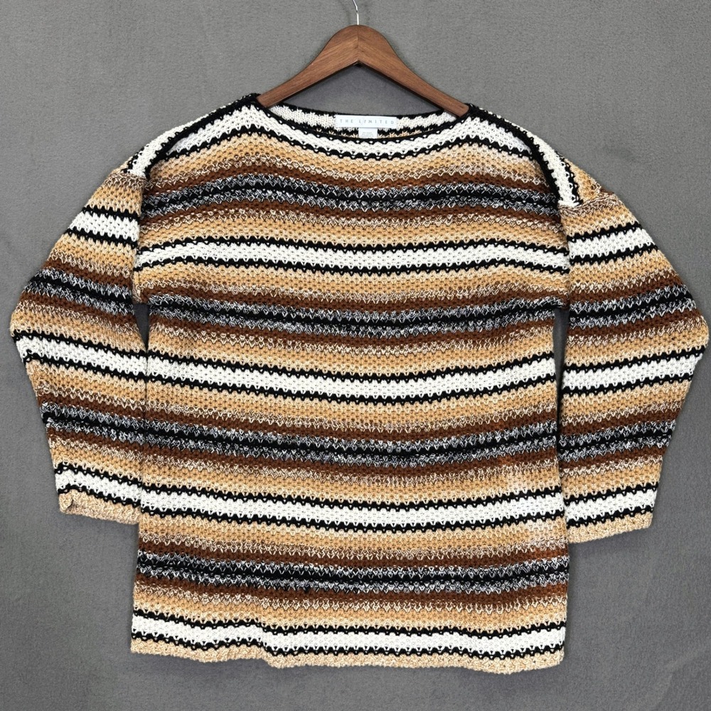 Vintage The Limited Striped Sweater Women L Y2K Earth Knit Ramie Boho Pullover